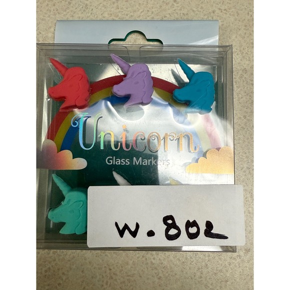 Unicorn Glass Markers Set Drink Charms Party Favors Wine Glasses - Picture 7 of 7